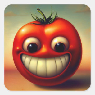 Cheerful Tomato Fyrkantigt Klistermärke