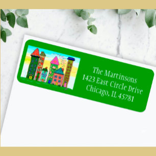 Cheerful Vibrant City Living Returadress Etikett