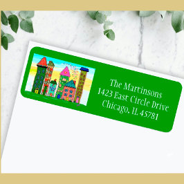 Cheerful Vibrant City Living Returadress Etikett