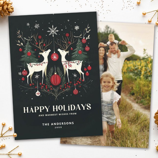 Cheerful Warm Scandinavian Julgran Photo Julkort (Skapare uppladdad)