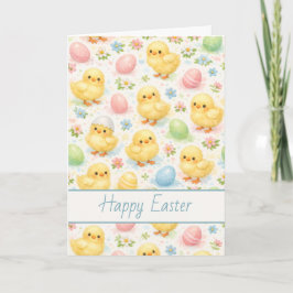 Cheerful Watercolor Chick & Egg Easter Card Helgkort