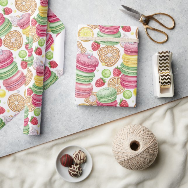 Cheerful Watercolor Macaron Presentpapper (Hantverk)