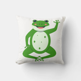 Cheerful Waving Green Frog Throw Pillow – Whimsica Kudde