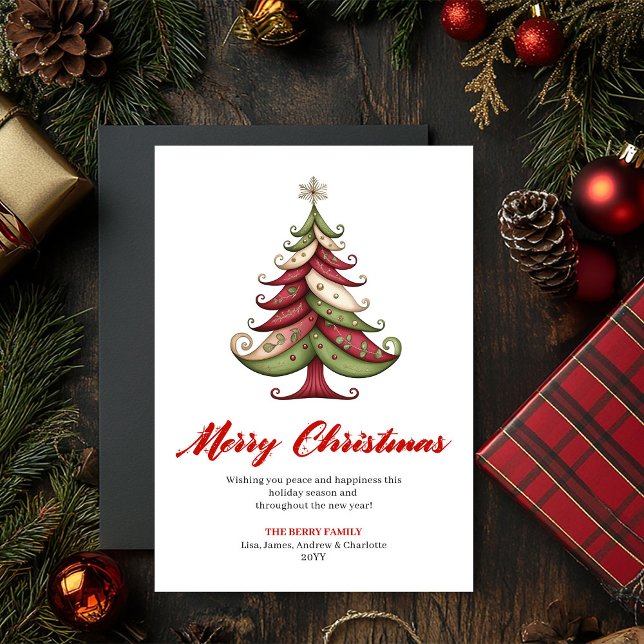 Cheerful whimsical Christmas tree greeting card Julkort (Cheerful whimsical Christmas tree greeting card

)
