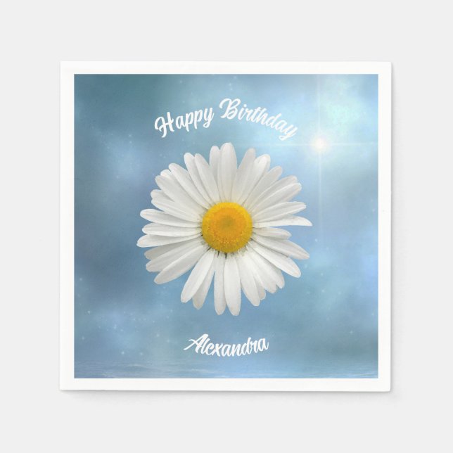 Cheerful White Daisy Pappersservett (Framsidan)