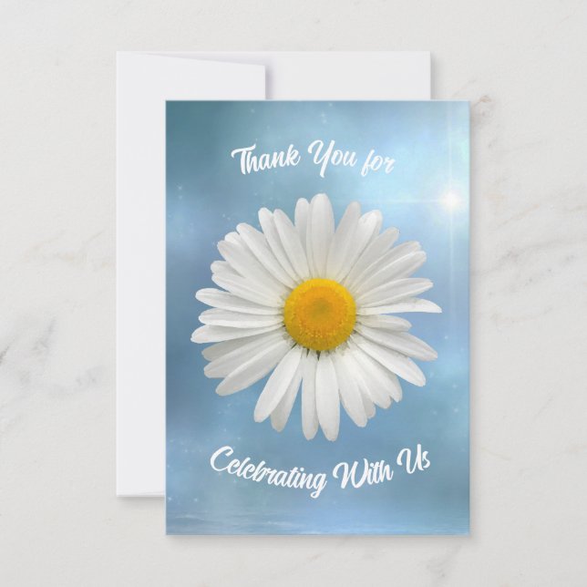 Cheerful White Daisy Tack Kort (Framsida)