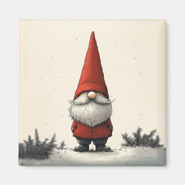 Cheerful Winter Gnome in Red Hat Magnet (Framsidan)