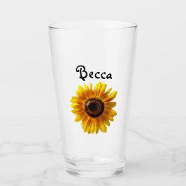 Cheerful Yellow Sunflower with Bee Personalized Glaskopp