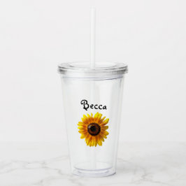 Cheerful Yellow Sunflower with Bee Personalized Take Away Mugg