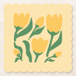Cheerful Yellow Tulips Paper Coaster Underlägg Papper