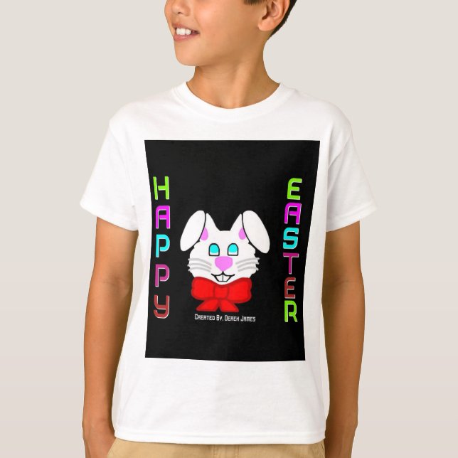 Cheerfull Glad påsk Bunny Boys White T Shirt (Framsida)
