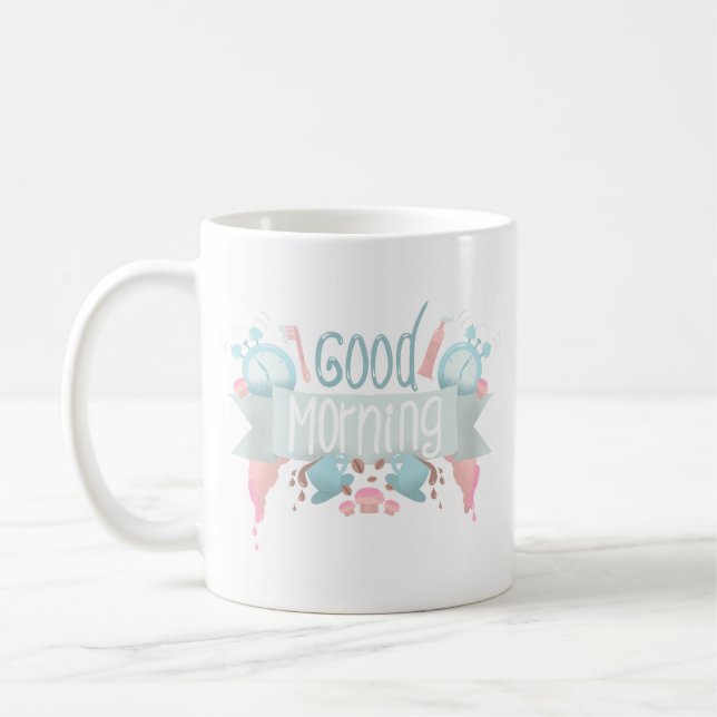 Cheerfull Greet-morgoncharming Pastel-Anpassningsb Kaffemugg (Vänster)