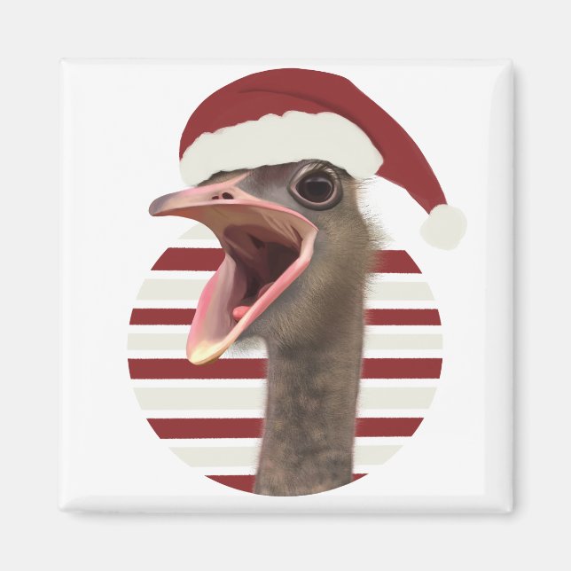 Cheerfull julstruts med Santa Hat Magnet (Framsidan)