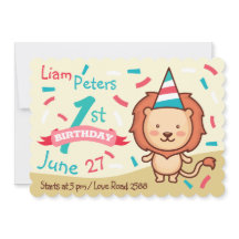 Cheerfull Lejon inbjudan första födelsedag