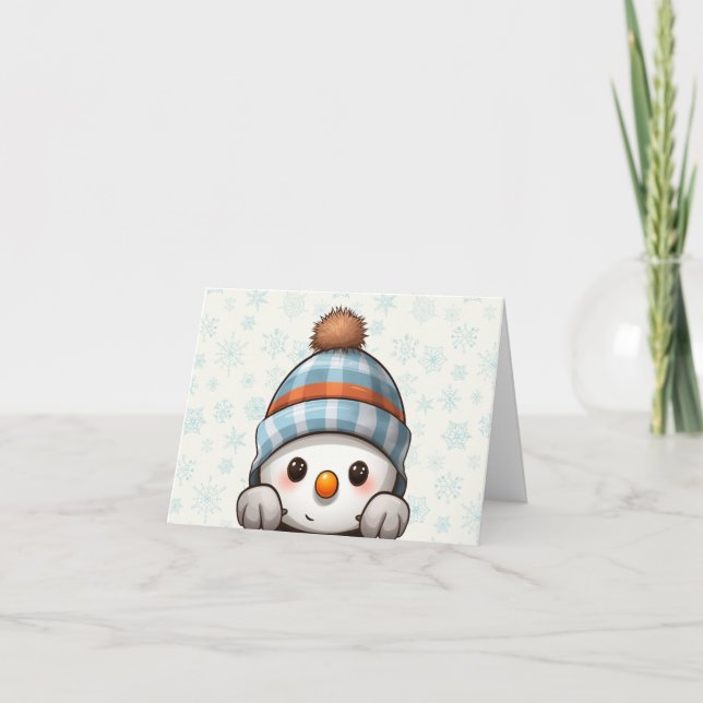 Cheerfull Snögubbe-julkort Helgkort (Framsida)