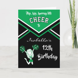 Cheerhead Birthday - DIY Namn and Age - Grönt Kort
