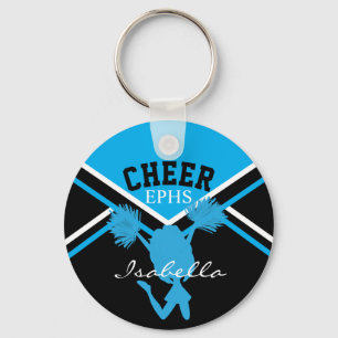 Cheerhead in Baby blue and Black Nyckelring