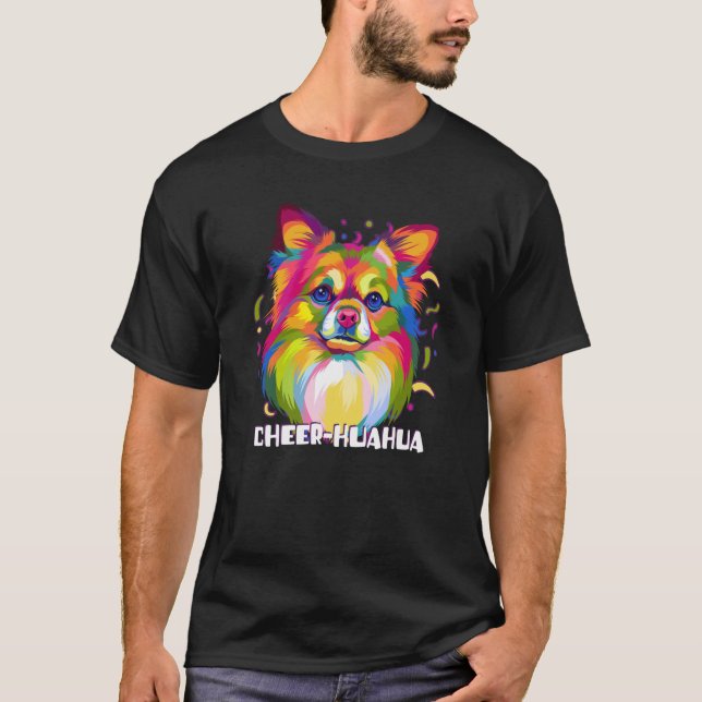 Cheerhuahua Chihuahua Humor Chiwawa Cheerleading T Shirt (Framsida)