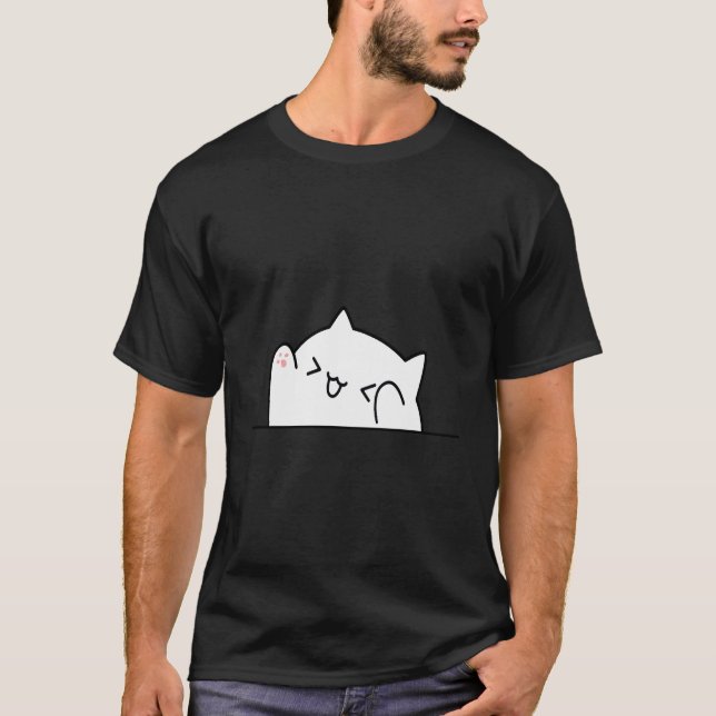 Cheering Bongo Cat Meme T Shirt (Framsida)