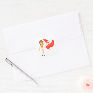 Cheering för Kanadas kvadratstreck Fyrkantigt Klistermärke