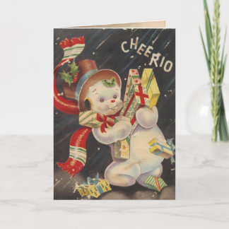 "Cheerio" Vintage Snowpeople Helgkort