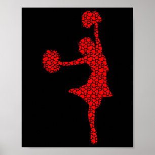 Cheerlead Älskare Valentine Hearts Kärlek Cheerlea Poster