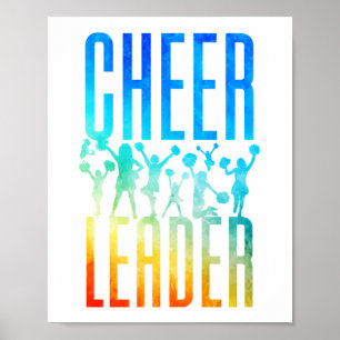 Cheerlead Cheer Leader Watercolor Poster