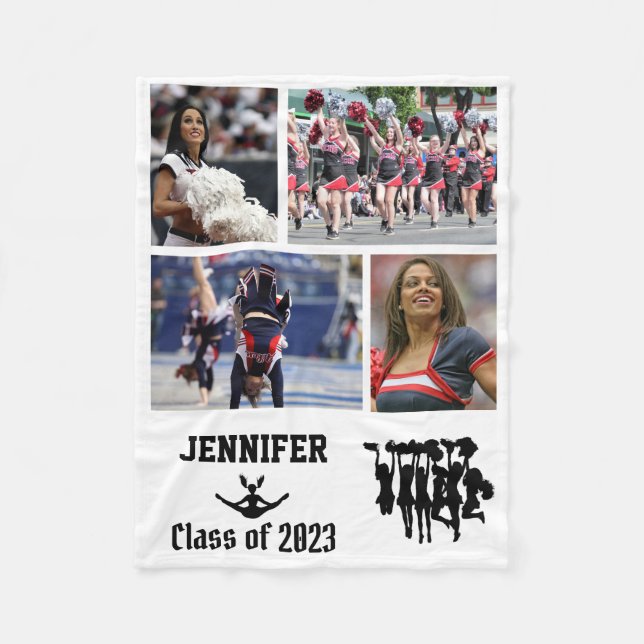Cheerlead Class of 2023 Photo Collage Namn Fleecefilt (Framsidan)