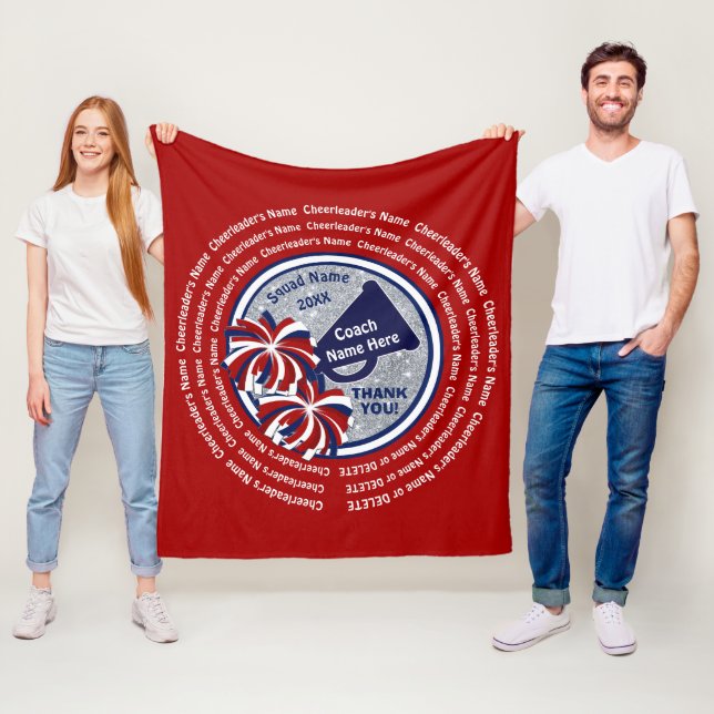 Cheerlead Coach Gift Ideas Rött vitt blått Cheer Fleecefilt (På plats)