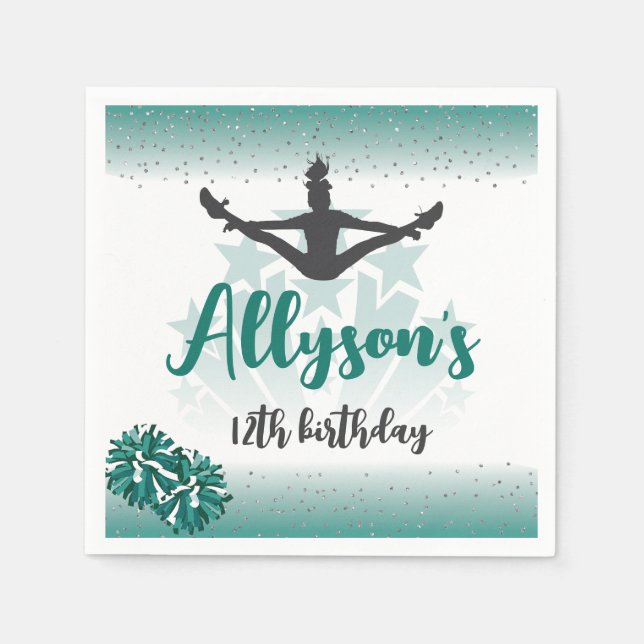 Cheerlead-Födelsedagsfest, alla ålders-Gröntar Pappersservett (Framsidan)