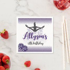 Cheerlead-Födelsedagsfest, alla ålders Lila Pappersservett