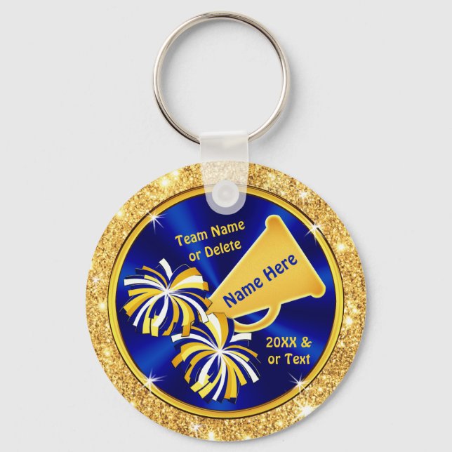 Cheerlead Gift Ideas Billigt, Blue and Guld Cheer Nyckelring (Framsida)