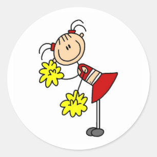 Cheerlead Girl Stick figur Sticker Runt Klistermärke