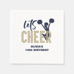 Cheerlead Guld och Navy Cheer Birthday Pappersservett