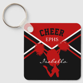 Cheerlead in Mörk Red, White and Black Nyckelring