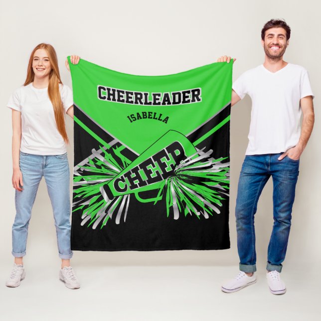 📣 Cheerlead - Lime Green, Silver & Black 2 Fleecefilt (På plats)