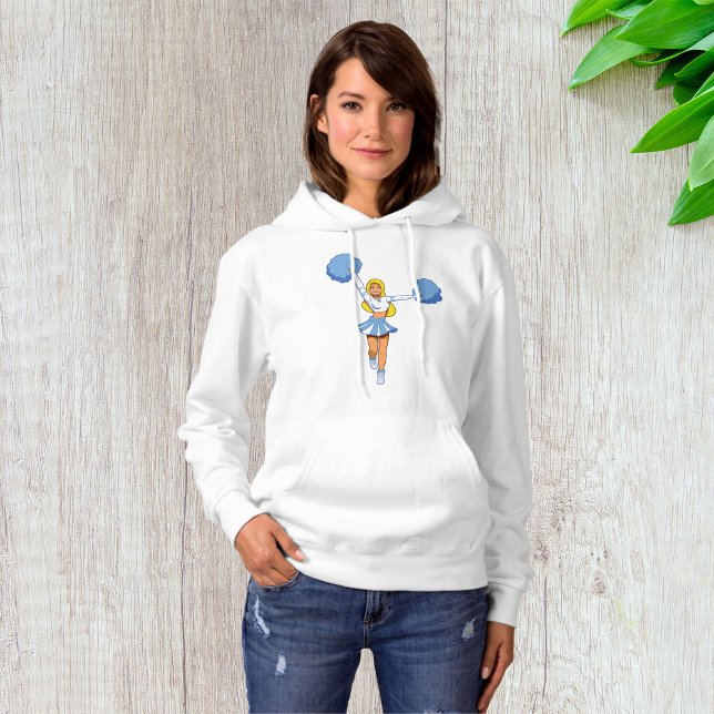 Cheerlead med blå pom-pumpar t shirt (Skapare uppladdad)