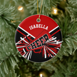 Cheerlead 📣 Mörk Red, Black and White Julgransprydnad Keramik