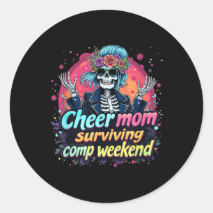 Cheerlead Parent Coffee Cheer Mamma Överlever Com Runt Klistermärke