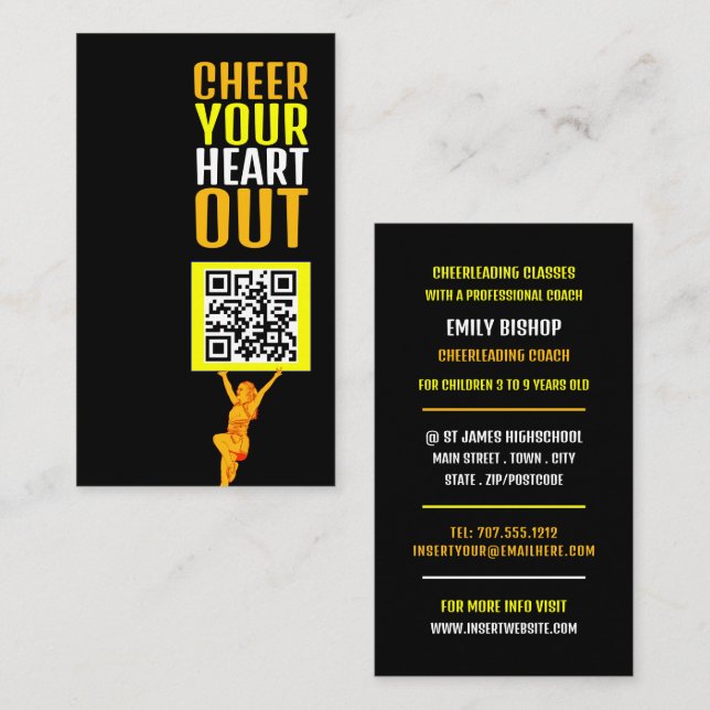 Cheerlead QR-kodsignatur, Cheermanager Coach Visitkort (Fram/baksida)