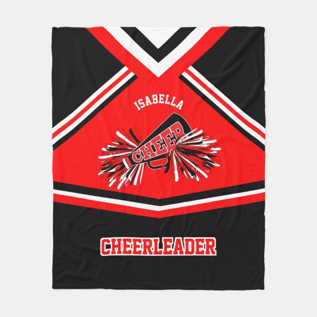 Cheerlead-📣 - Röd, Vit och Svart Fleecefilt (Framsidan)