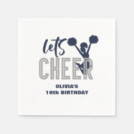 Cheerlead Silver och Navy Cheer Birthday Pappersservett