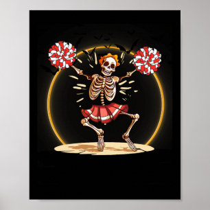 Cheerlead Skeleton Halloween Cheer Skeleton Che Poster