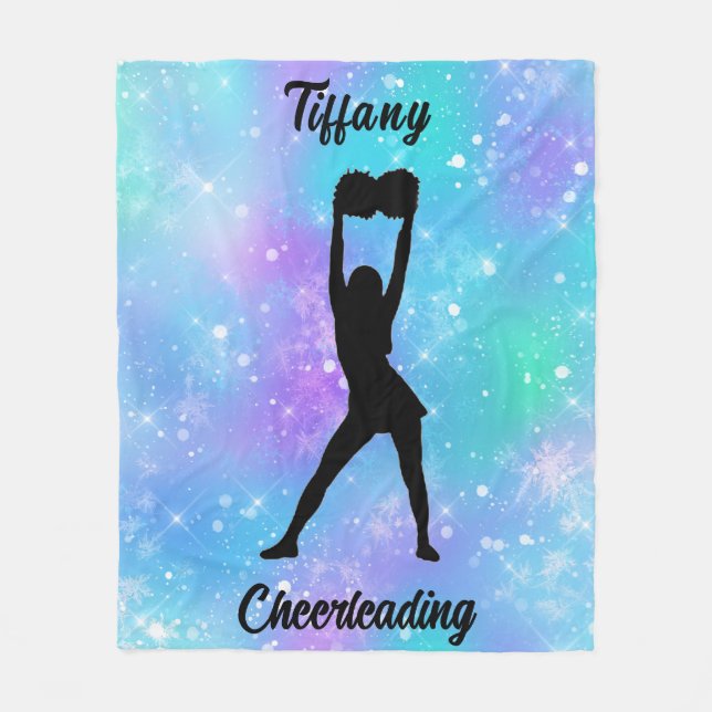 Cheerlead Snowflake Färg Blast med hennes Namn Fleecefilt (Framsidan)