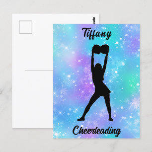Cheerlead Snowflake Färg Blast med hennes Namn Vykort