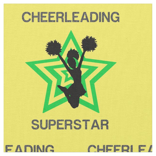Cheerlead Superstar Gult/Grönt Fabric Tyg (Närbild)