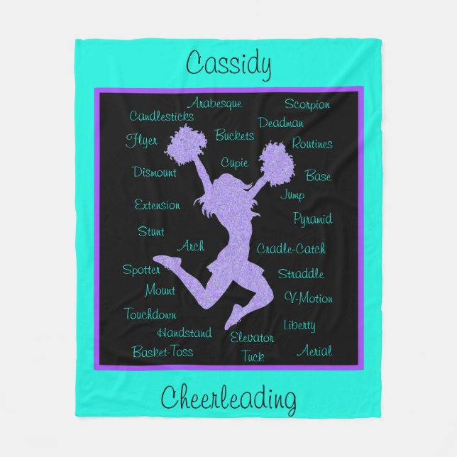 Cheerlead Terms Typography Lila Turcos Fleecefilt (Framsidan)
