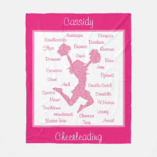 Cheerlead Terms Typography Rosa Fleece Blanket