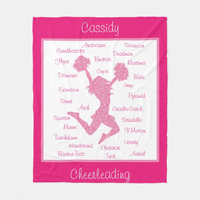 Cheerlead Terms Typography Rosa Fleece Blanket (Framsidan)