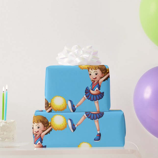 Cheerlead with Gult Pom Poms Presentpapper (Skapare uppladdad)